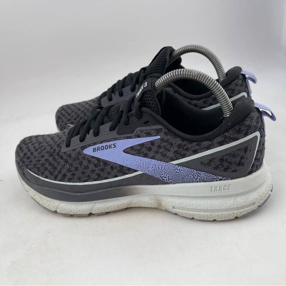 Brooks Women’s Trace 3-SZ 10-Blackened Pearl Skylight Iris Lace-Up Running Shoe
